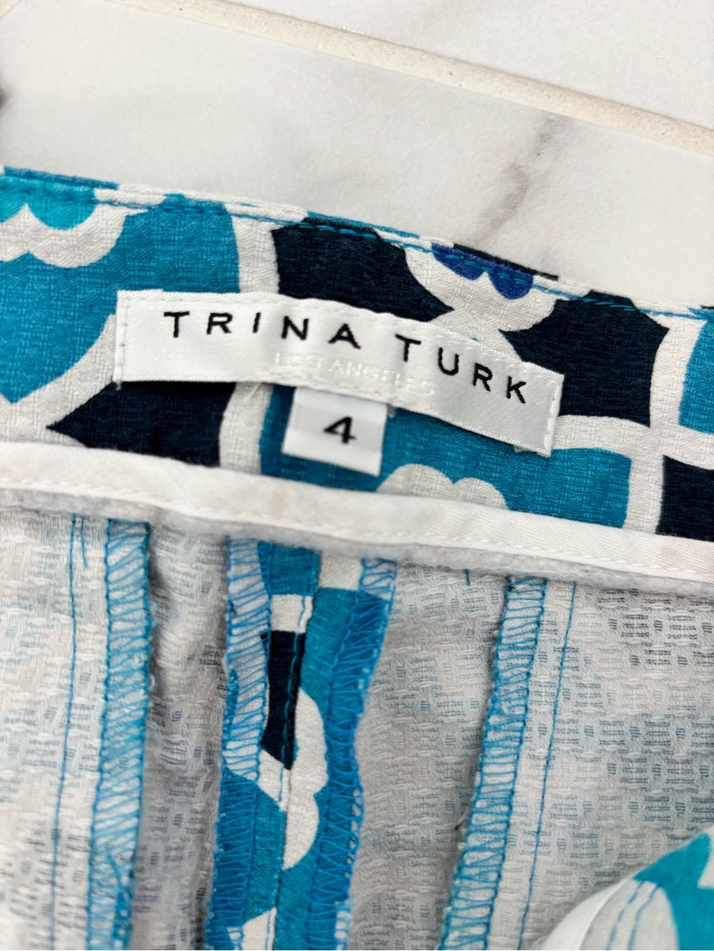 Trina Turk Teal & Navy Floral Straight-Leg Pants - Picture 5 of 5